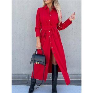 Full Size Button Front Shirt Dress Plus Size